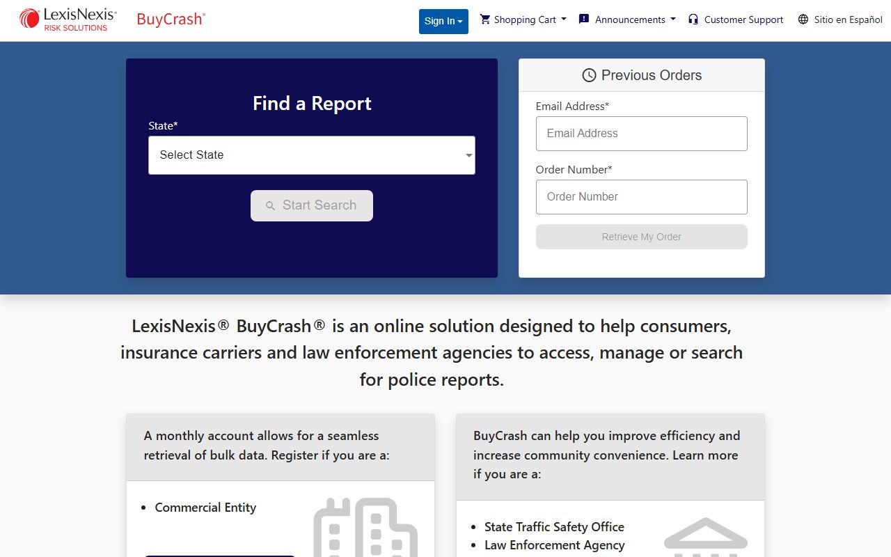 BuyCrash online accident report system for Bridgeport