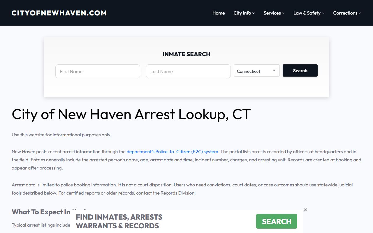 New Haven arrest lookup search tool