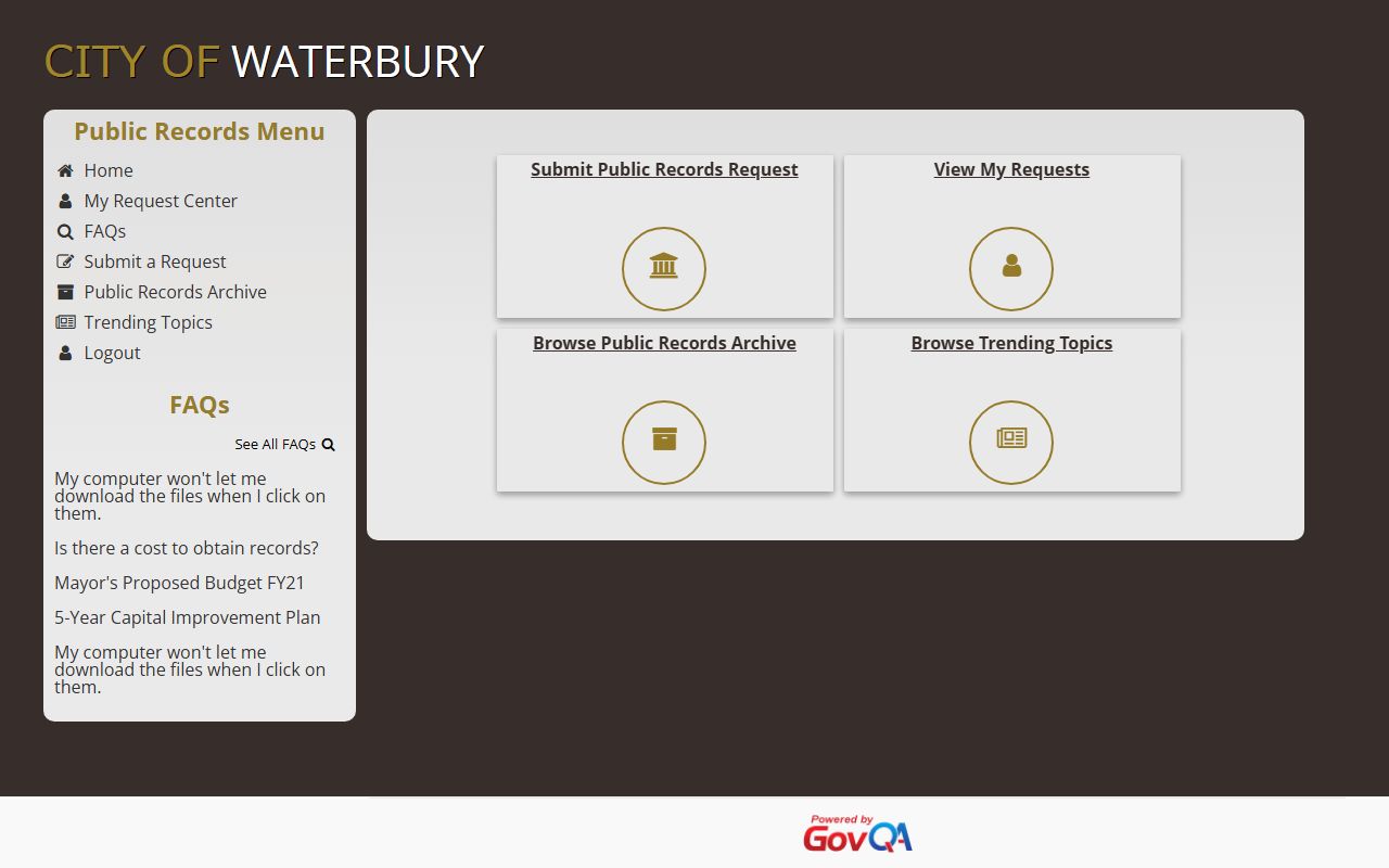 Waterbury Police records request portal for booking reports